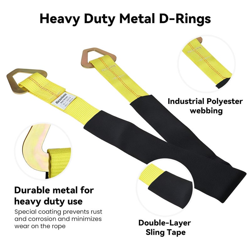 Bazeiona 2 PCS 2" x 36" Lifting Slings Straps Polyester Web Slings with D Rings - Lifting Slings 3,333 lbs, Working Load Limit 10,000 lbs Polyester Lifting Strap for Cars, SUVs, Trucks, Heavy Machinery - Image 4